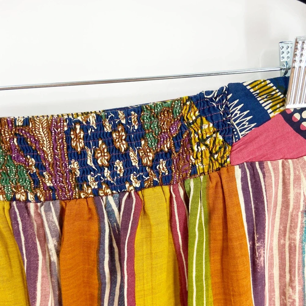 Edme & Esyllte Anthropologie Multicolor Cotton Striped A-Line Skirt Size 10